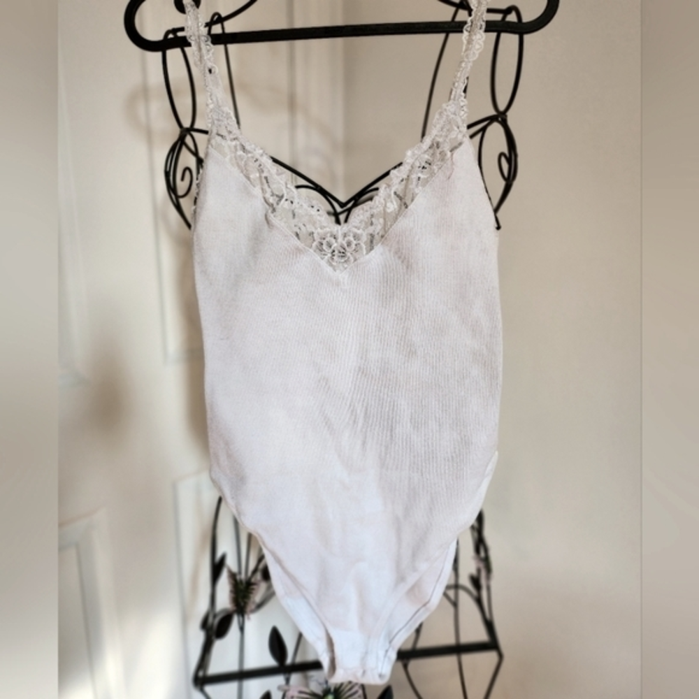 Ribbed lace bodysuit